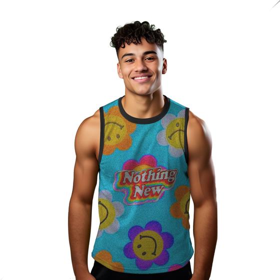 Imagem de Camiseta Algodão Regata Verão Estilo Moda Praia Nothing New Flores Emoji 44