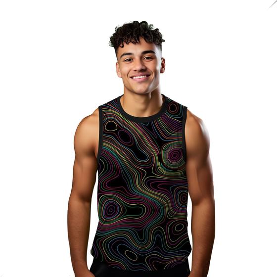 Imagem de Camiseta Algodão Regata Verão Estilo Moda Praia Ondas Sonoras Colorido 109