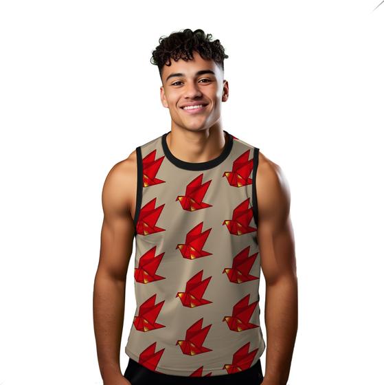 Imagem de Camiseta Algodão Regata Verão Estilo Moda Praia Pássaros Cartoon Vermelho 256