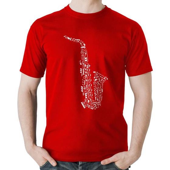 Imagem de Camiseta Algodão Saxofone Notas Musicais - Foca na Moda