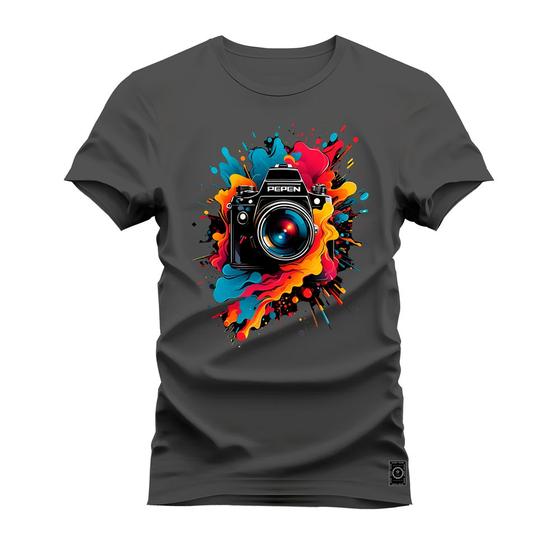 Imagem de Camiseta Algodão T-Shirt Premium Estampada Camera Pepen