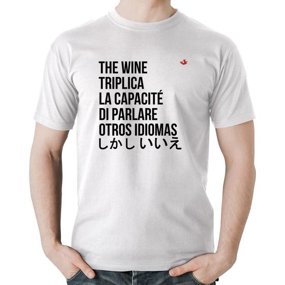 Imagem de Camiseta Algodão The wine triplica la capacité di parlare otros idiomas - Foca na Moda