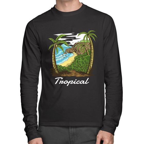 Imagem de Camiseta Algodão Tropical Beach Manga Longa - Foca na Moda