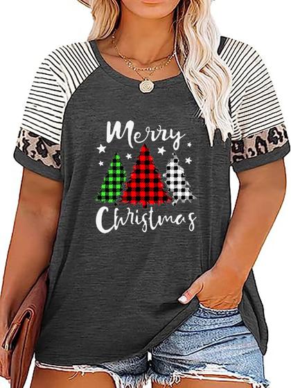 Imagem de Camiseta Anbech Plus Size com estampa de Natal feminina