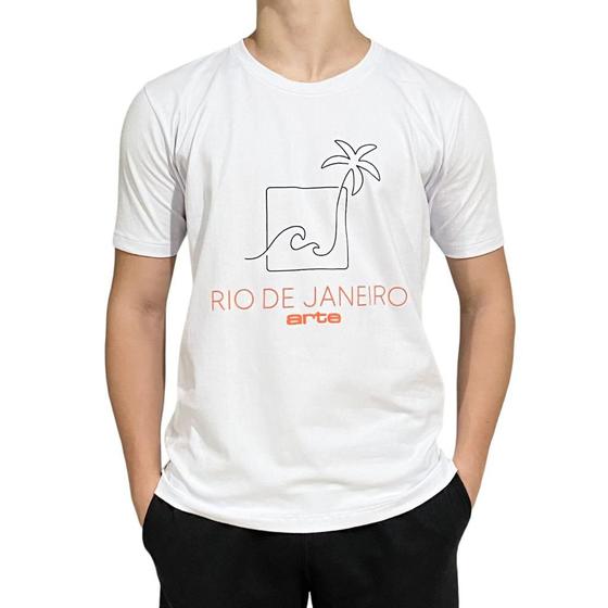 Imagem de Camiseta Arte Masculina Rio De Janeiro Elastica Branca