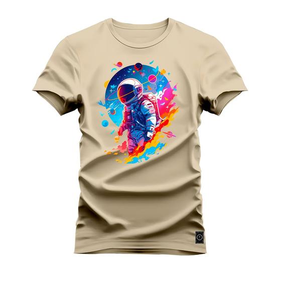Imagem de Camiseta Astronauta Cósmico Plus Size Forma Grande 30.1 Penteada Estampada