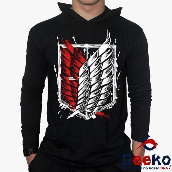 Imagem de Camiseta Attack On Titan Manga Longa com Capuz 100% Algodão Shingeki No Kyojin Anime Geeko