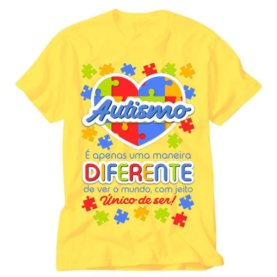 Imagem de Camiseta Autismo eu amo alguém que tem autismo amarela
