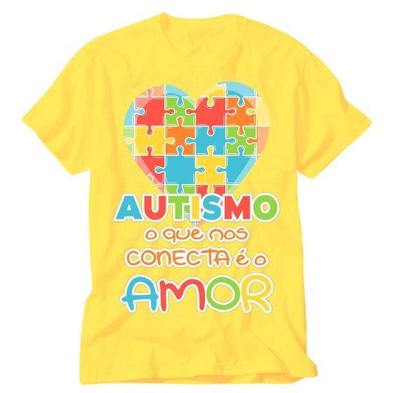 Imagem de Camiseta Autismo eu amo alguém que tem autismo amarela