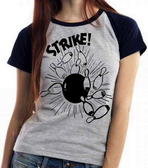 Imagem de Camiseta Baby Look Blusa Feminina Boliche Strike