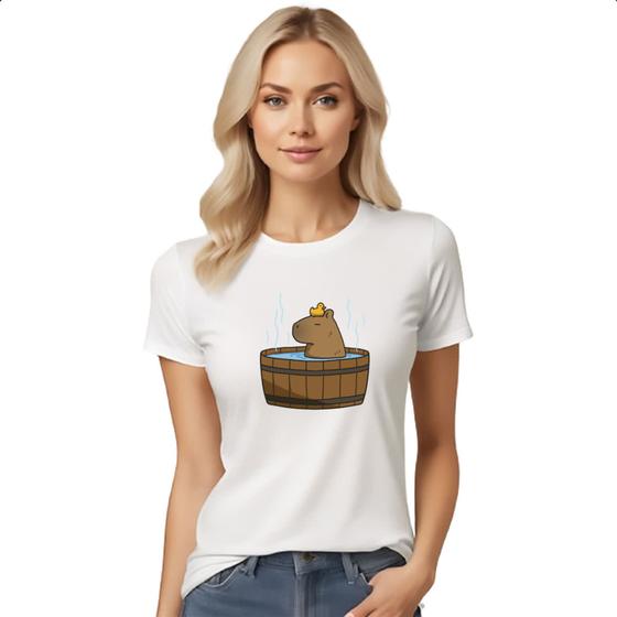 Imagem de Camiseta Baby Look Capivara banho ofuro