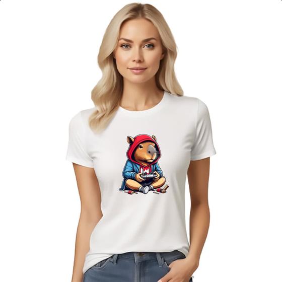 Imagem de Camiseta Baby Look Capivara gamer