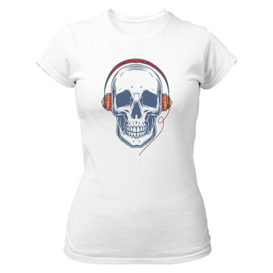 Imagem de Camiseta Baby Look Caveira com HeadPhone