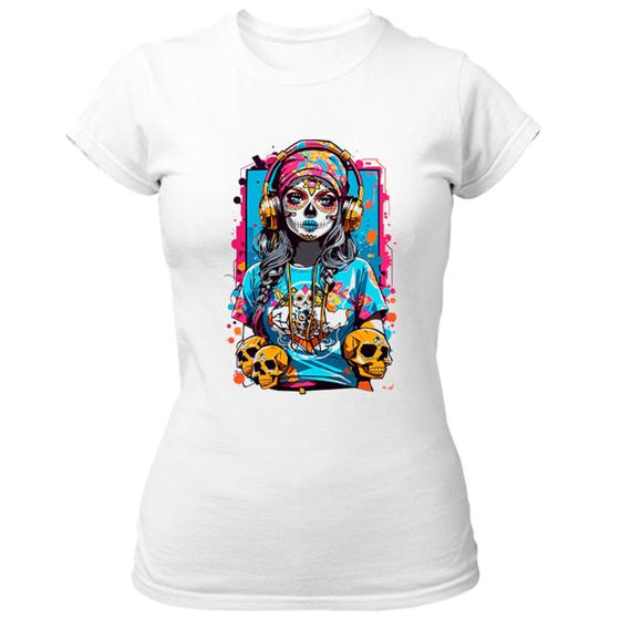 Imagem de Camiseta Baby Look Caveira mexicana girl sound