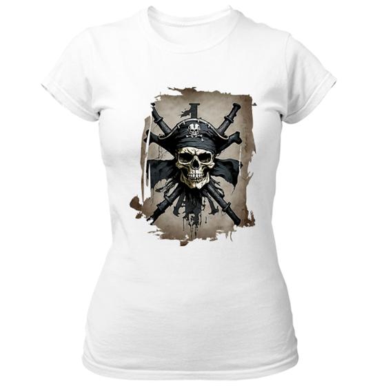 Imagem de Camiseta Baby Look Caveira pirata