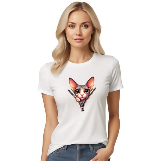 Imagem de Camiseta Baby Look Cornish Rex no ziper