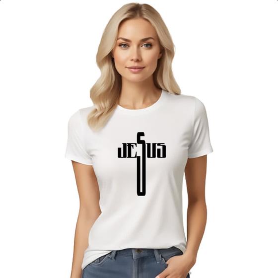 Imagem de Camiseta Baby Look Crucifixo nome de Jesus