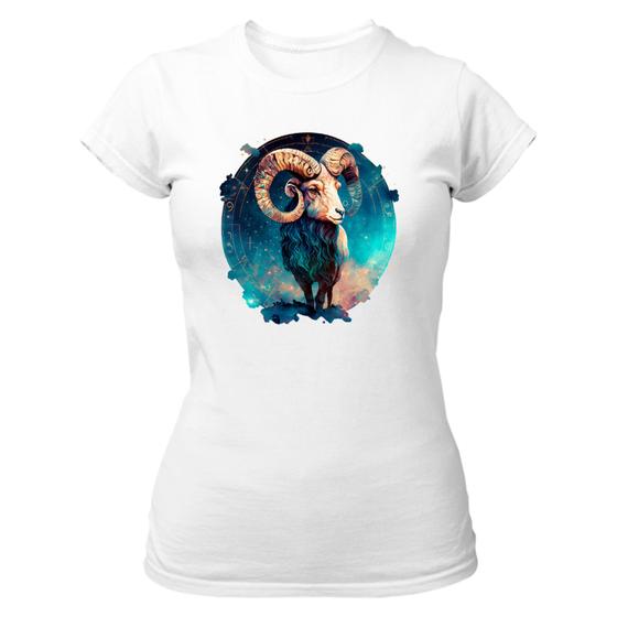 Imagem de Camiseta Baby Look Divertida Signo de aries logo de luxo