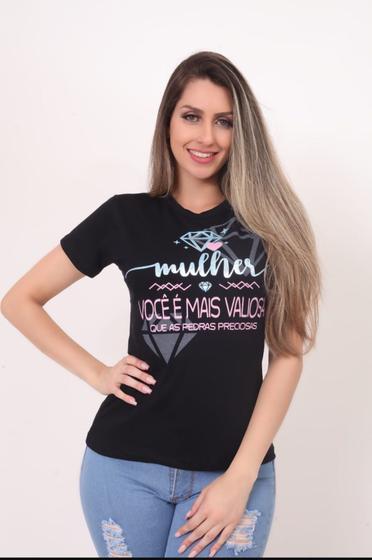 Imagem de Camiseta baby look feminina gospel cristã mulher valiosa  pecado zero