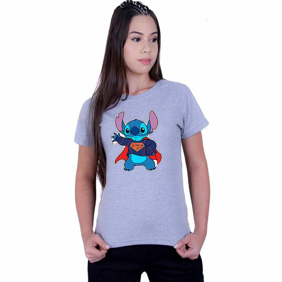 Imagem de Camiseta Baby Look Feminina Lilo Stitch Super Homen