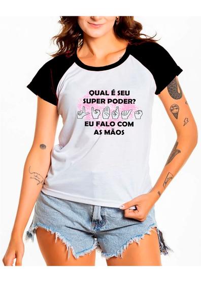 Imagem de Camiseta Baby look feminina professora libras sinais mudo dia dos professores