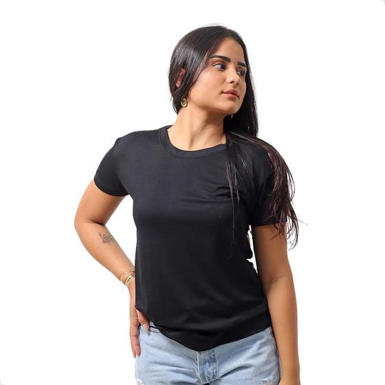 Imagem de Camiseta Baby Look Feminina Techmalhas tecido Viscolycra basica lisa