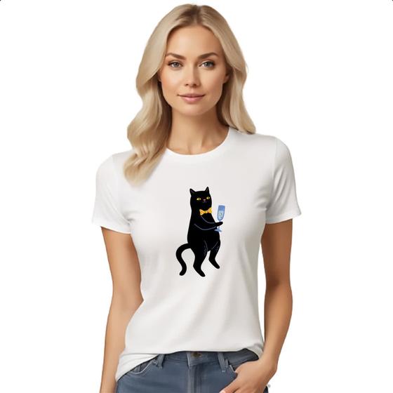 Imagem de Camiseta Baby Look Gato drink de peixe