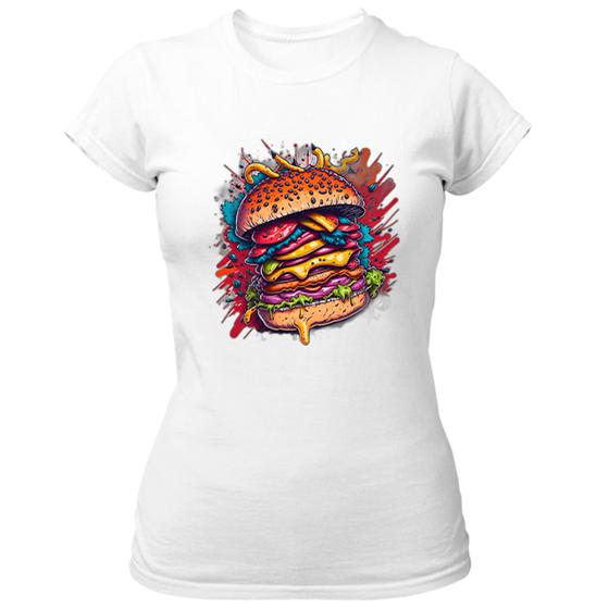 Imagem de Camiseta Baby Look Hambuger exagerado splash