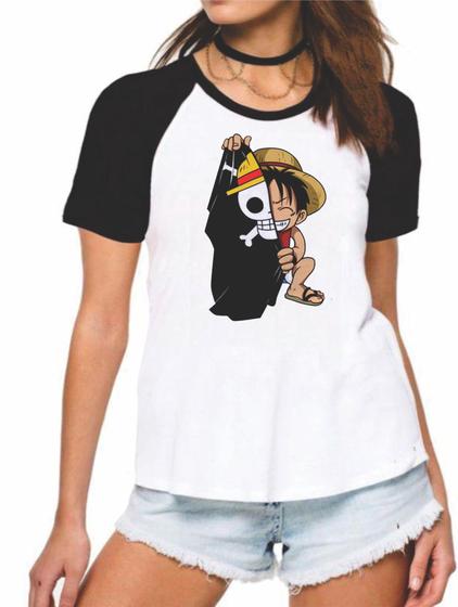 Imagem de camiseta baby look luffy bandeira pirata