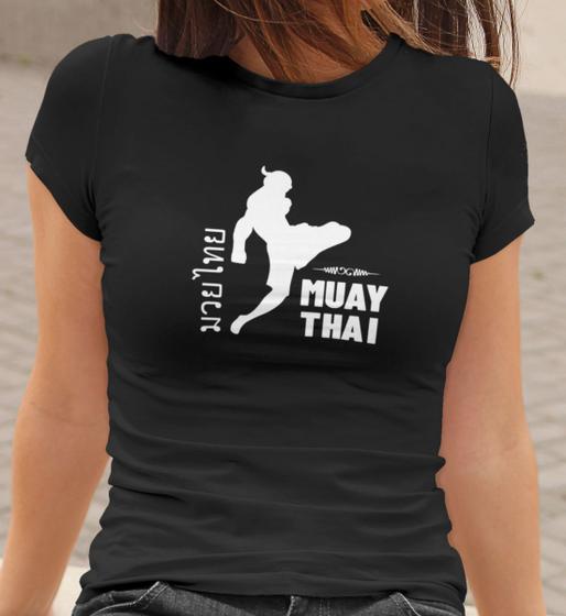Imagem de Camiseta Baby Look Muay Thai Luta Versão Nova Feminino Preto