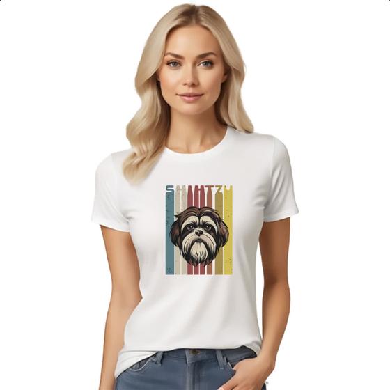 Imagem de Camiseta Baby Look Shih-tzu retro vintage