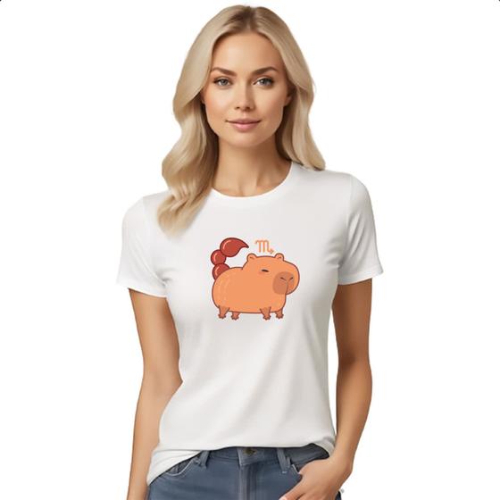 Imagem de Camiseta Baby Look Signo Capivara Escorpiao