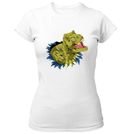 Imagem de Camiseta Baby Look Tiranossauro Rex Rasgando a Camisa