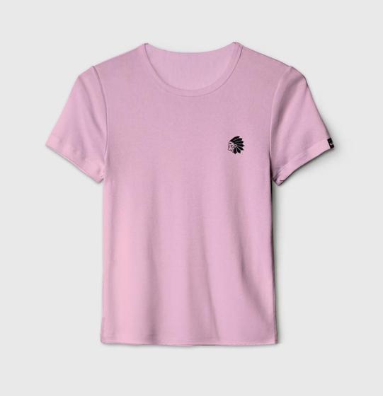 Imagem de Camiseta Baby look Wiser 100% Algodão Rosa Bordada - Índio