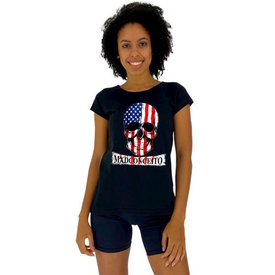 Imagem de Camiseta Babylook Feminina MXD Conceito Caveira Patriota Americano