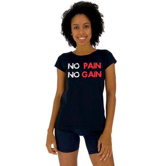 Imagem de Camiseta Babylook Feminina MXD Conceito No Pain No Gain Letreiro