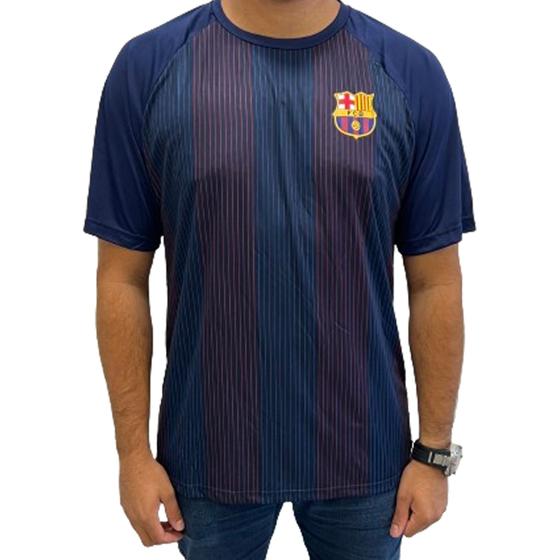 Imagem de Camiseta Barcelona Listrada Masculino - Marinho e Vermelho