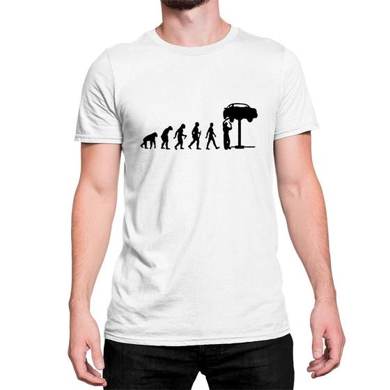 Imagem de Camiseta Basica Algodão Evolução Macaco Homem Mecanino Carro