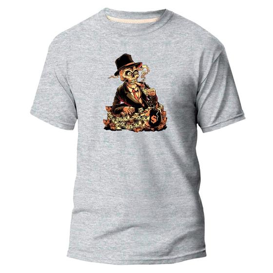 Imagem de Camiseta Básica Algodão Premium Estampa Digital Money Skull