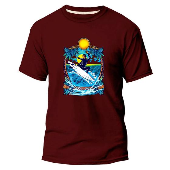 Imagem de Camiseta Básica Algodão Premium Estampa Digital Surf Ondas