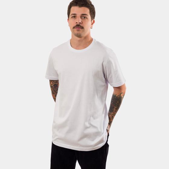 Imagem de Camiseta Básica Branca Masculina 100% Algodão Premium Malha 30/1 Penteada