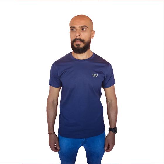 Imagem de Camiseta básica masculina 100% algodão dallas cavalo azul