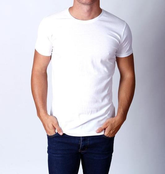Imagem de Camiseta Básica Masculina Branca T-shirt 100% Algodão 30.1 - G
