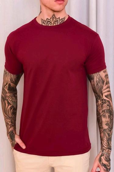 Imagem de Camiseta Basica Masculina casual lisa algodão fio premium