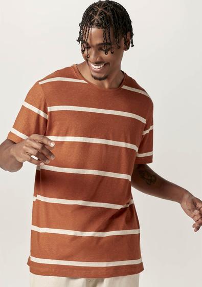 Imagem de Camiseta Básica Masculina Listrada Em Malha Rústica
