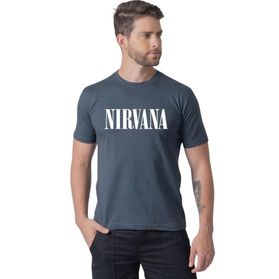 Imagem de   Camiseta Básica Masculina Slim Estampa Exclusiva Nirvana Algodão Premium Banda Música Rock