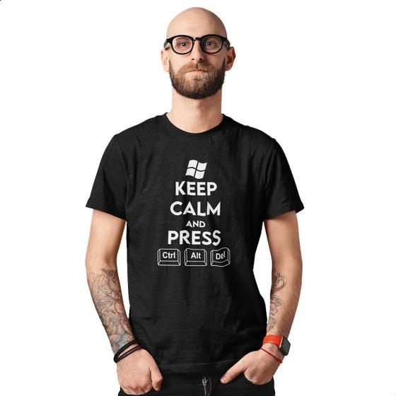 Imagem de Camiseta Básica Nerd Keep Calm Programador Sistema Codigo