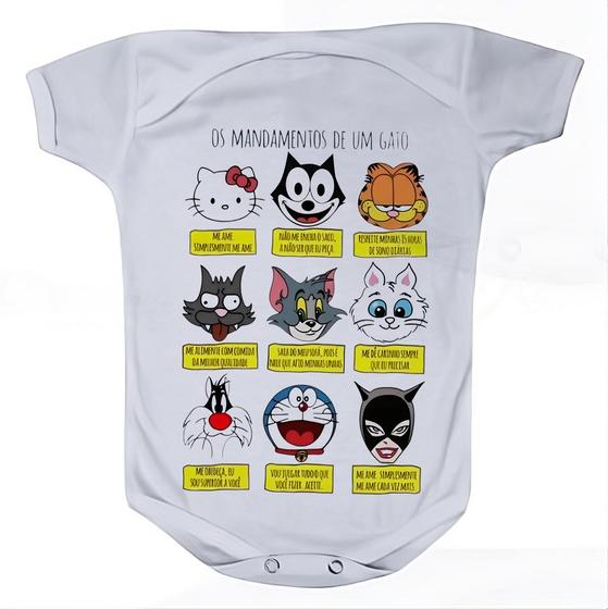 Imagem de Camiseta Bebê Manga Curta Estampado Desenhos de Gatos