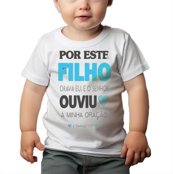 Imagem de Camiseta Bebê Manga Curta Estampado Frase Filho Oração