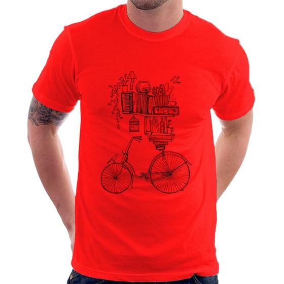 Imagem de Camiseta Bicicleta e Livros - Foca na Moda